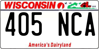 WI license plate 405NCA