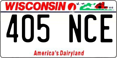 WI license plate 405NCE