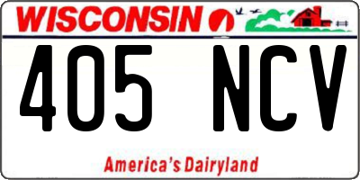 WI license plate 405NCV