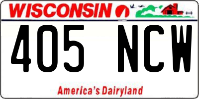 WI license plate 405NCW