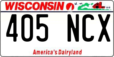 WI license plate 405NCX