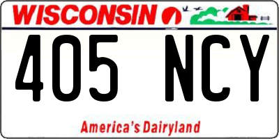 WI license plate 405NCY
