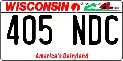 WI license plate 405NDC