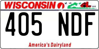 WI license plate 405NDF