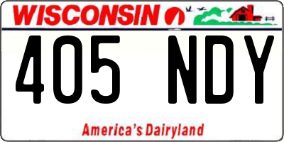 WI license plate 405NDY