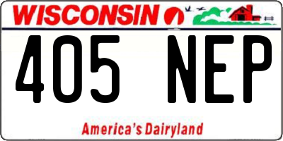 WI license plate 405NEP