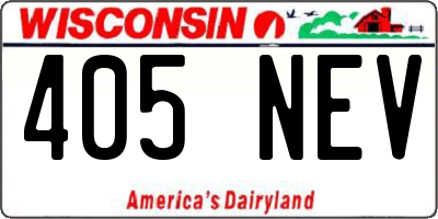 WI license plate 405NEV