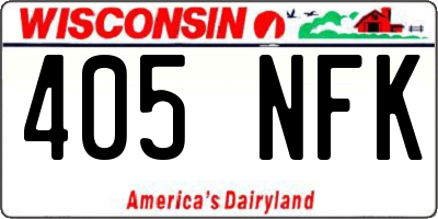 WI license plate 405NFK