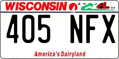 WI license plate 405NFX