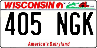 WI license plate 405NGK