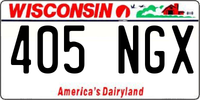 WI license plate 405NGX