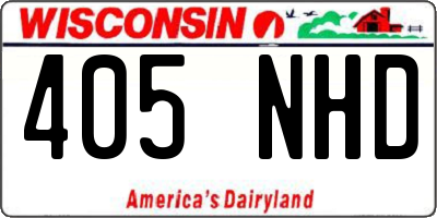WI license plate 405NHD