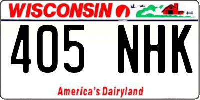 WI license plate 405NHK