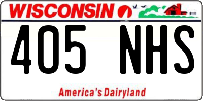 WI license plate 405NHS