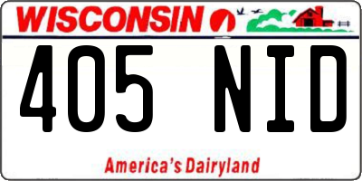 WI license plate 405NID