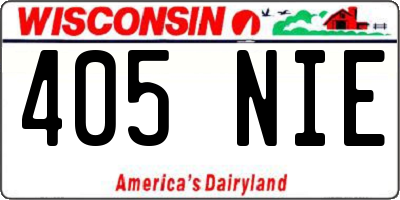 WI license plate 405NIE