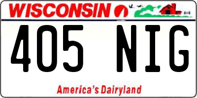 WI license plate 405NIG