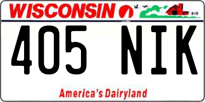 WI license plate 405NIK