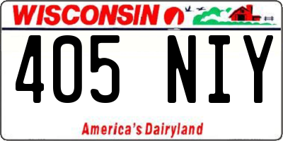 WI license plate 405NIY