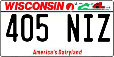 WI license plate 405NIZ