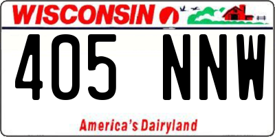 WI license plate 405NNW