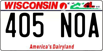 WI license plate 405NOA