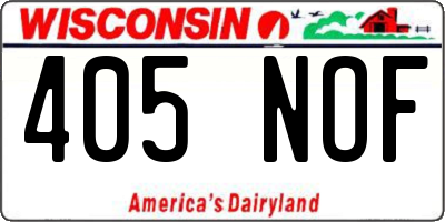 WI license plate 405NOF