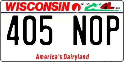 WI license plate 405NOP