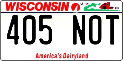 WI license plate 405NOT