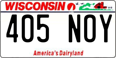 WI license plate 405NOY