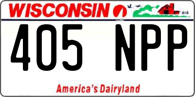WI license plate 405NPP