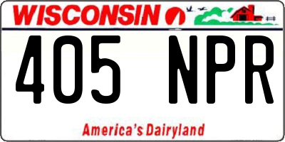 WI license plate 405NPR