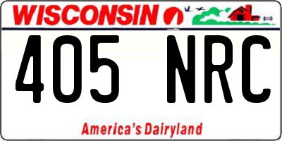 WI license plate 405NRC