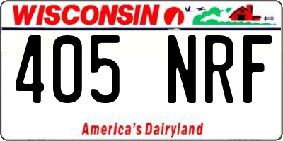 WI license plate 405NRF