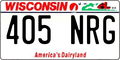 WI license plate 405NRG