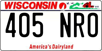 WI license plate 405NRO