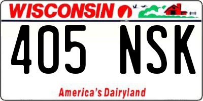 WI license plate 405NSK