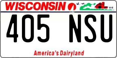 WI license plate 405NSU