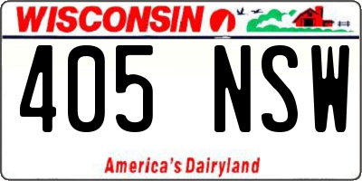 WI license plate 405NSW
