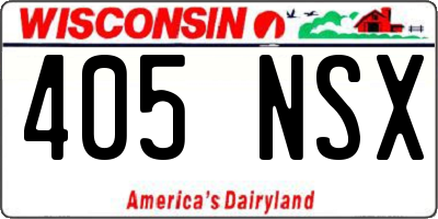 WI license plate 405NSX