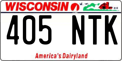 WI license plate 405NTK