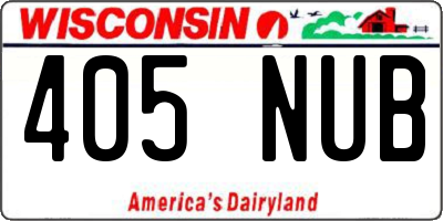 WI license plate 405NUB