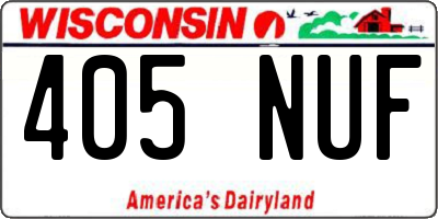 WI license plate 405NUF