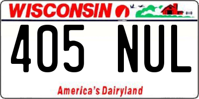 WI license plate 405NUL