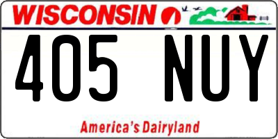 WI license plate 405NUY