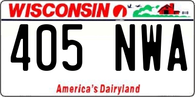 WI license plate 405NWA