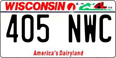 WI license plate 405NWC