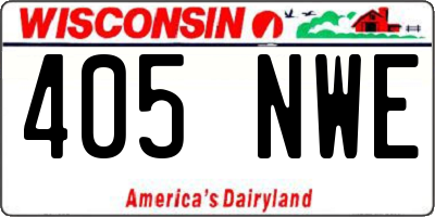WI license plate 405NWE