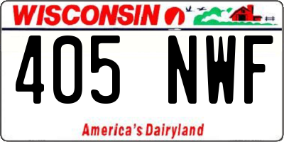 WI license plate 405NWF