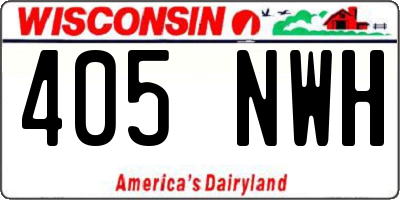 WI license plate 405NWH